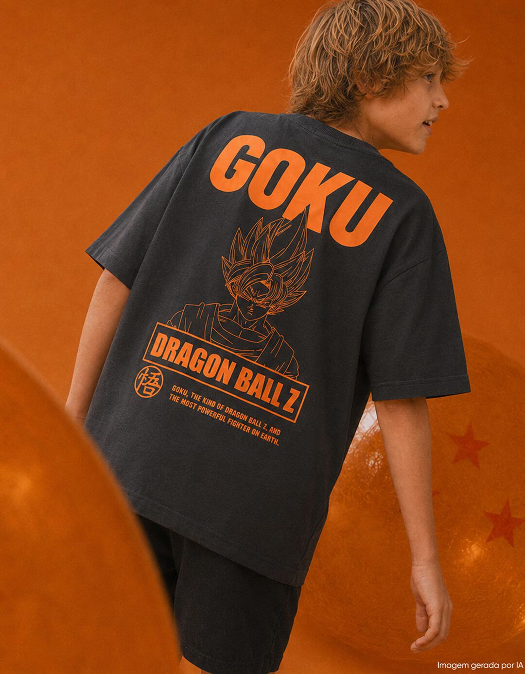 T-shirt 'Dragon Ball', Menino, Cinzento Escuro