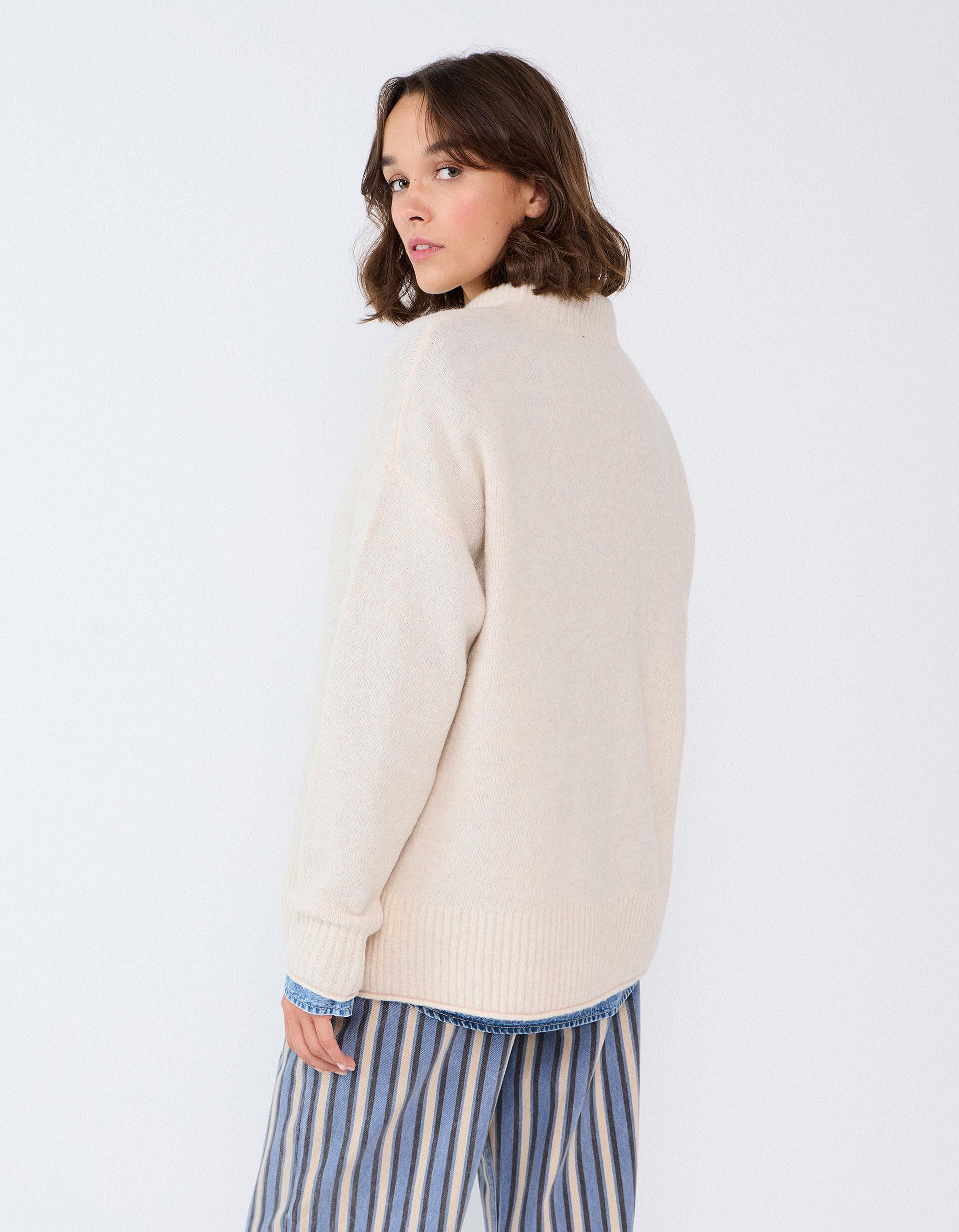 Comprar Online Camisola Em Mistura De L&atilde; E Alpaca, Mulher, Bege Claro