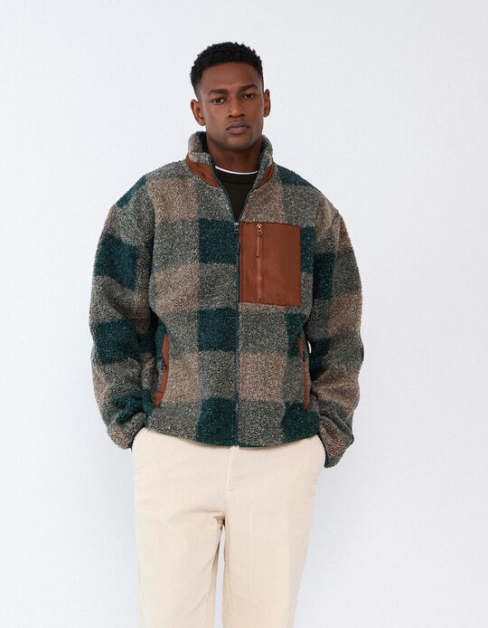 Comprar Online Casaco Em Sherpa, Homem, Verde Escuro