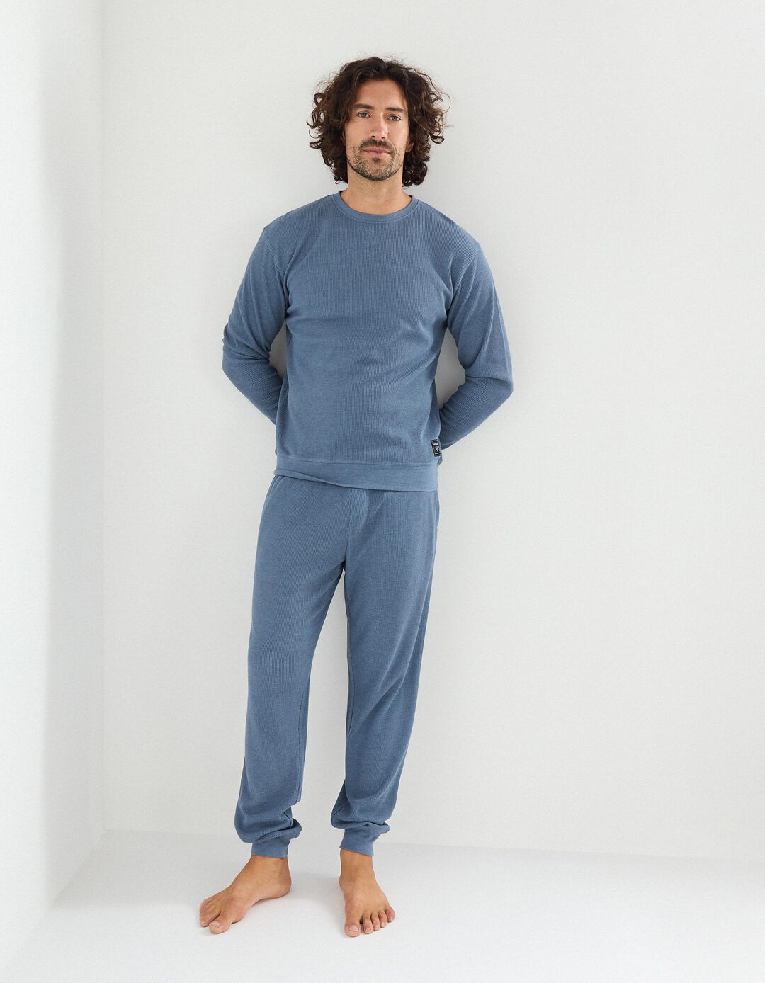Pijama Waffle, Homem, Azul Escuro 