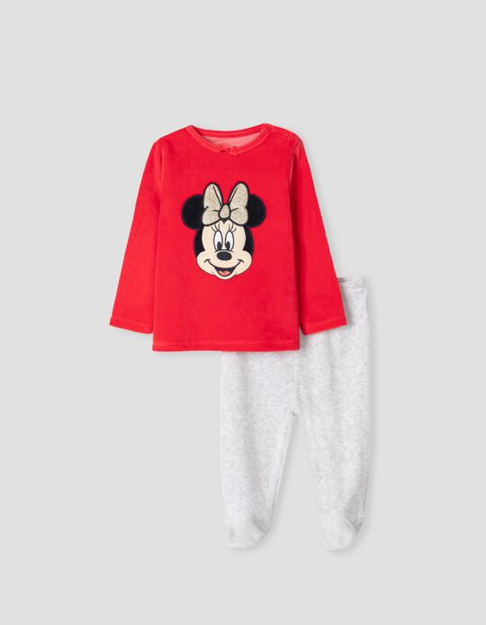Disney Velour Pyjamas, Babies, Red/ Grey