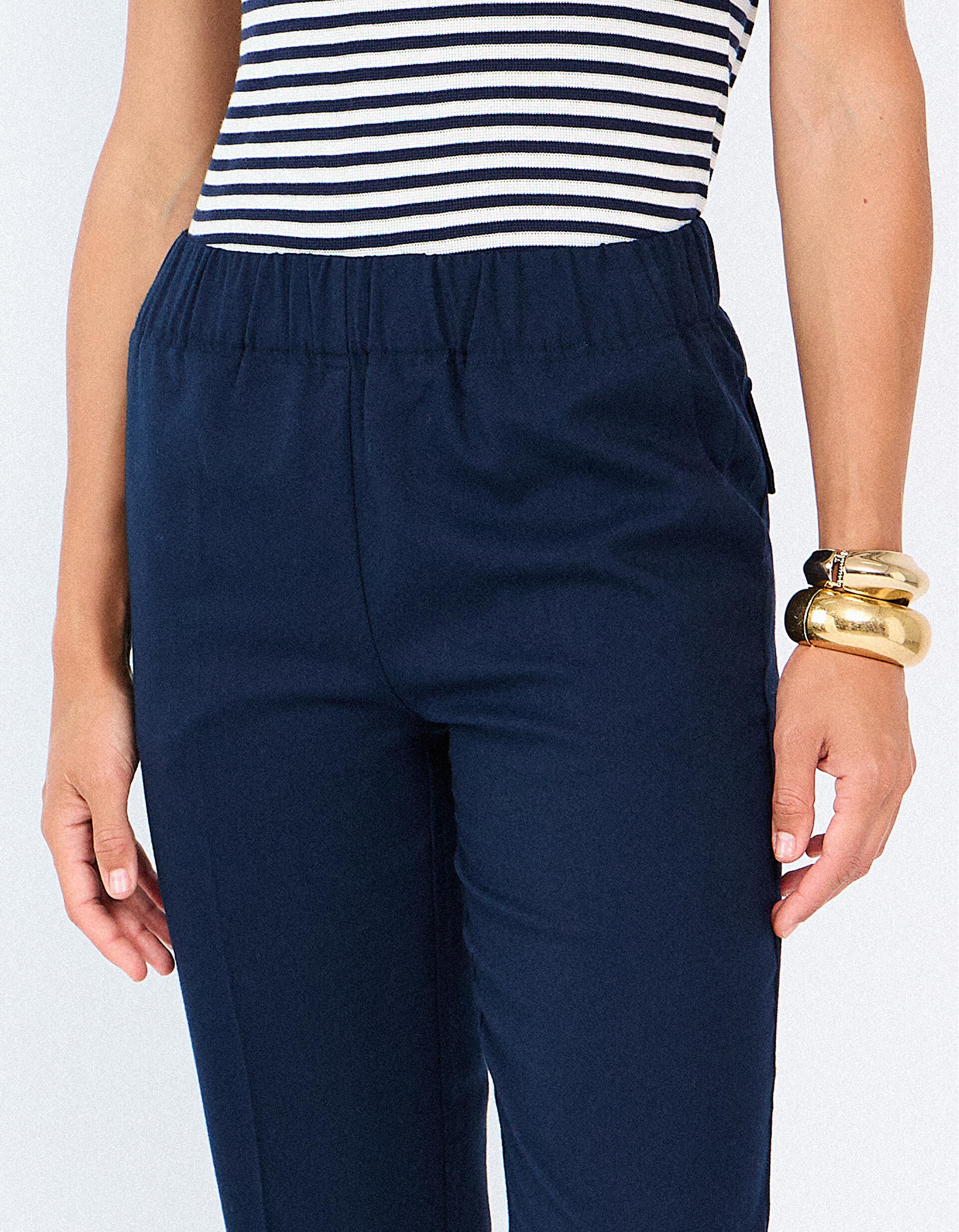 Comprar Online Cal&ccedil;as Com Cintura El&aacute;stica, Mulher, Azul Escuro