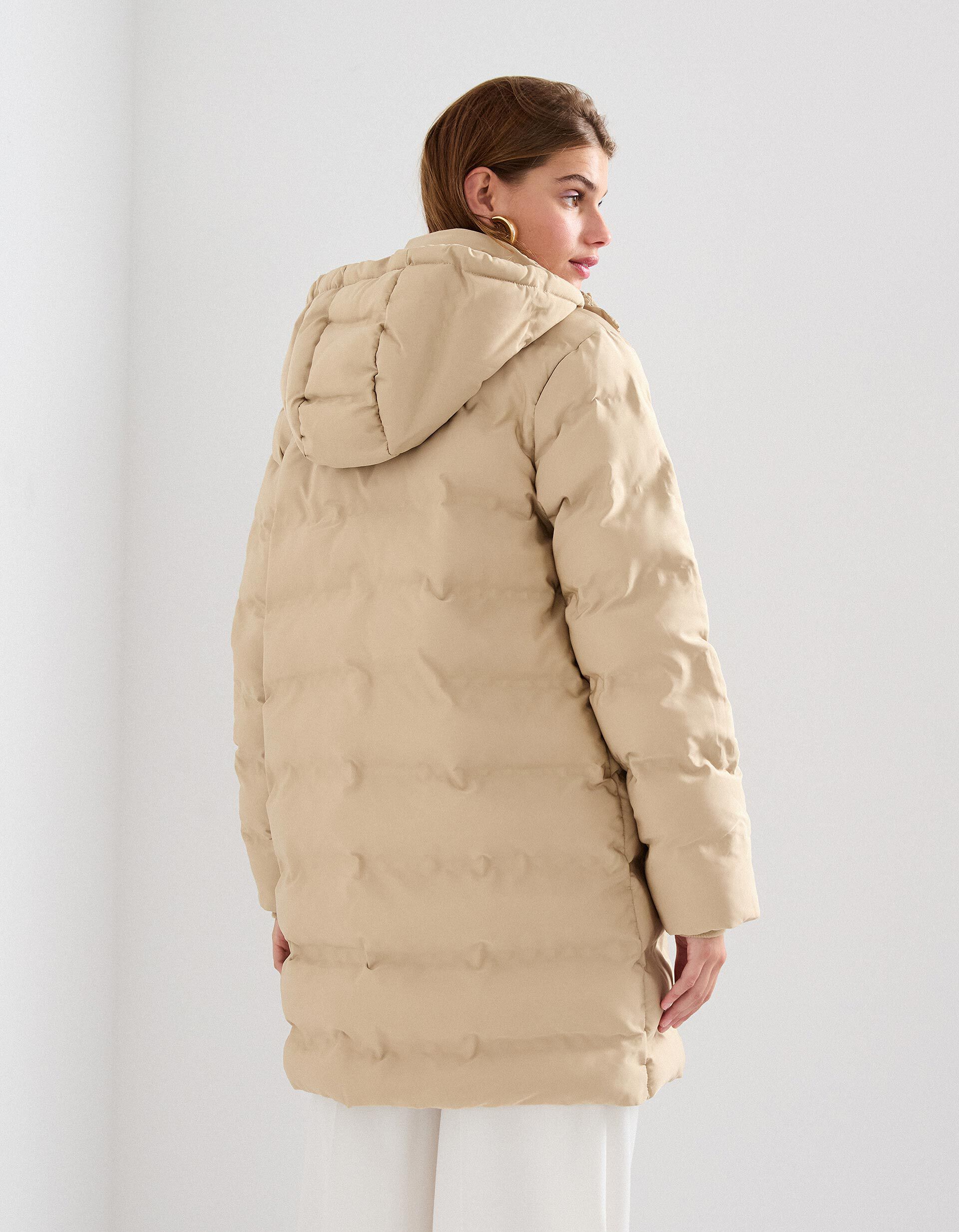 Comprar Online Casaco Acolchoado Comprido, Mulher, Bege Claro