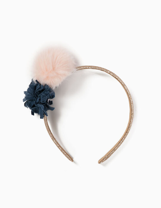 Bandolete Dourada com Pompom e Flor