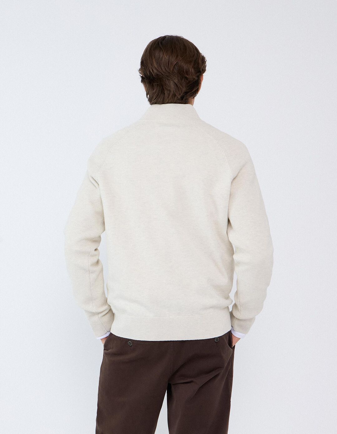 Sweatshirt De Malha, Homem, Bege Claro