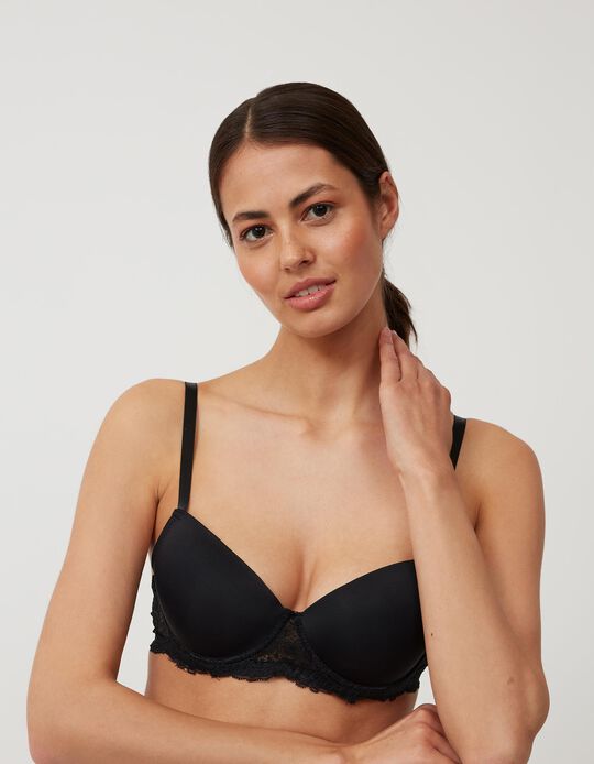 Comprar Online Bra with Lace Trim, Black