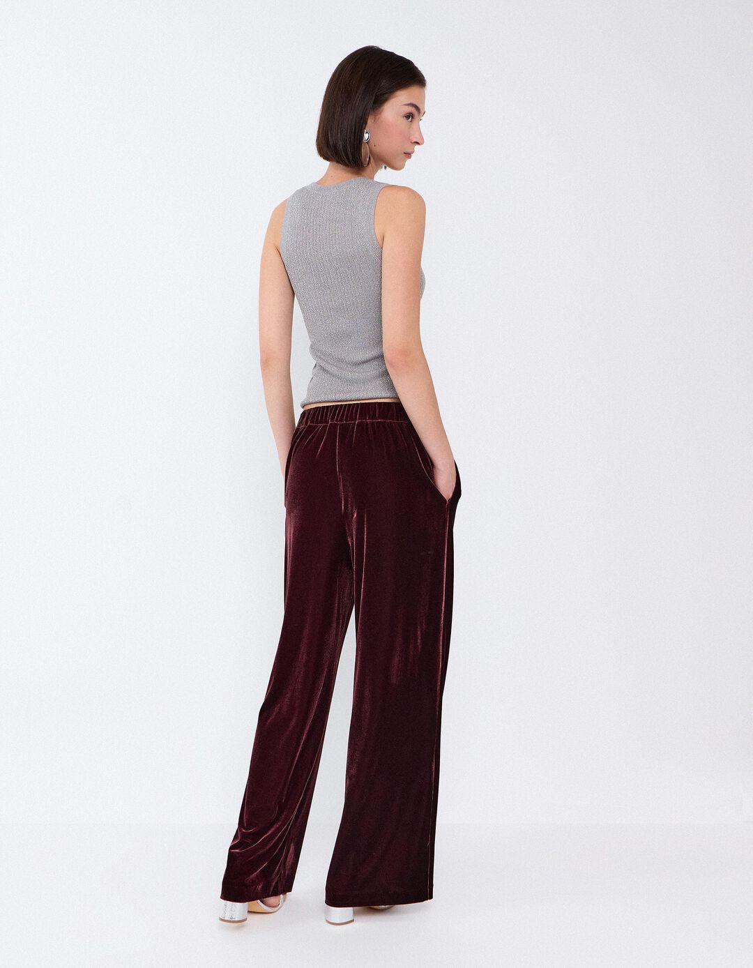 Cal&ccedil;as Aveludadas, Mulher, Roxo Escuro