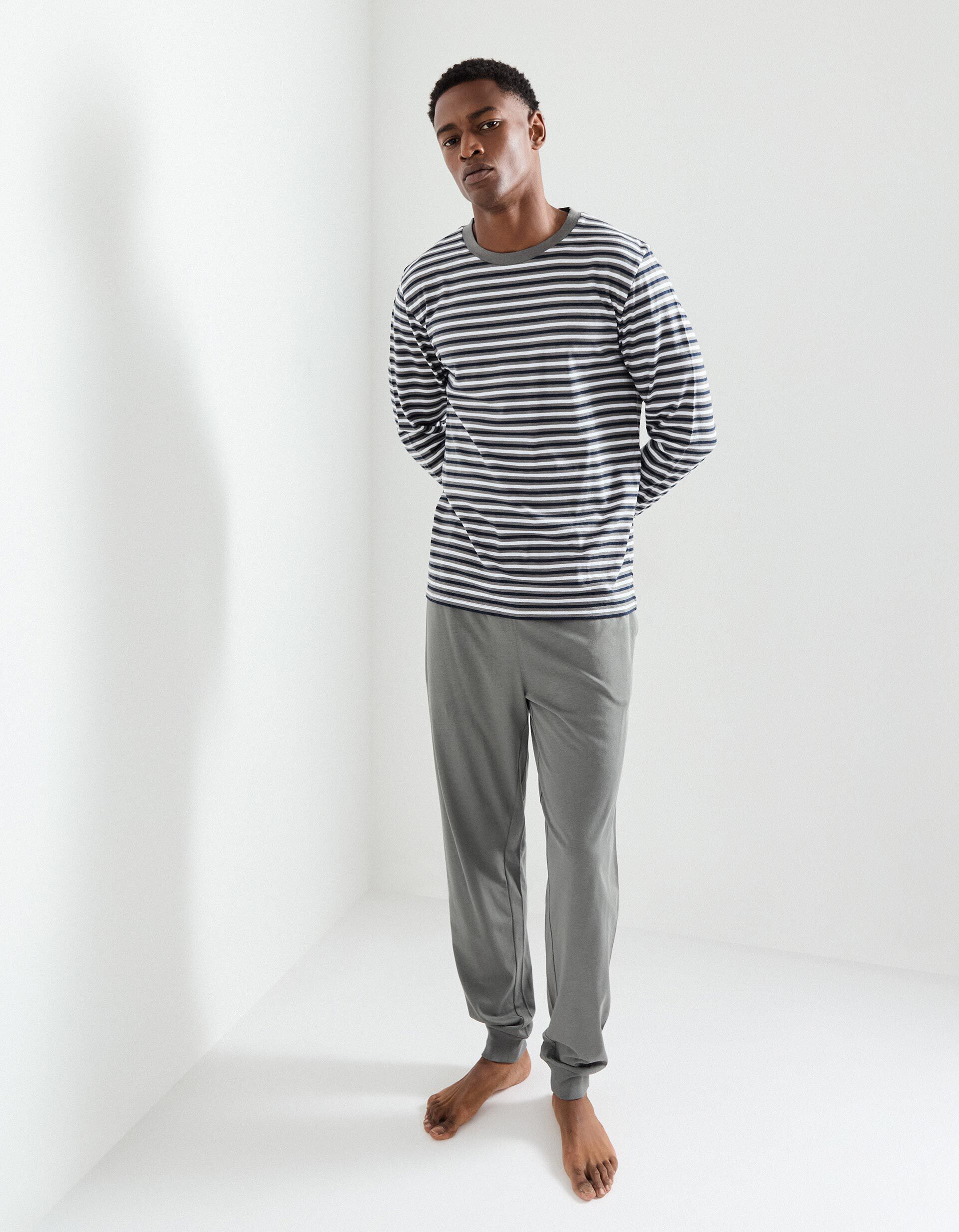 Comprar Online Pijama de Riscas, Homem, Cinzento Escuro  