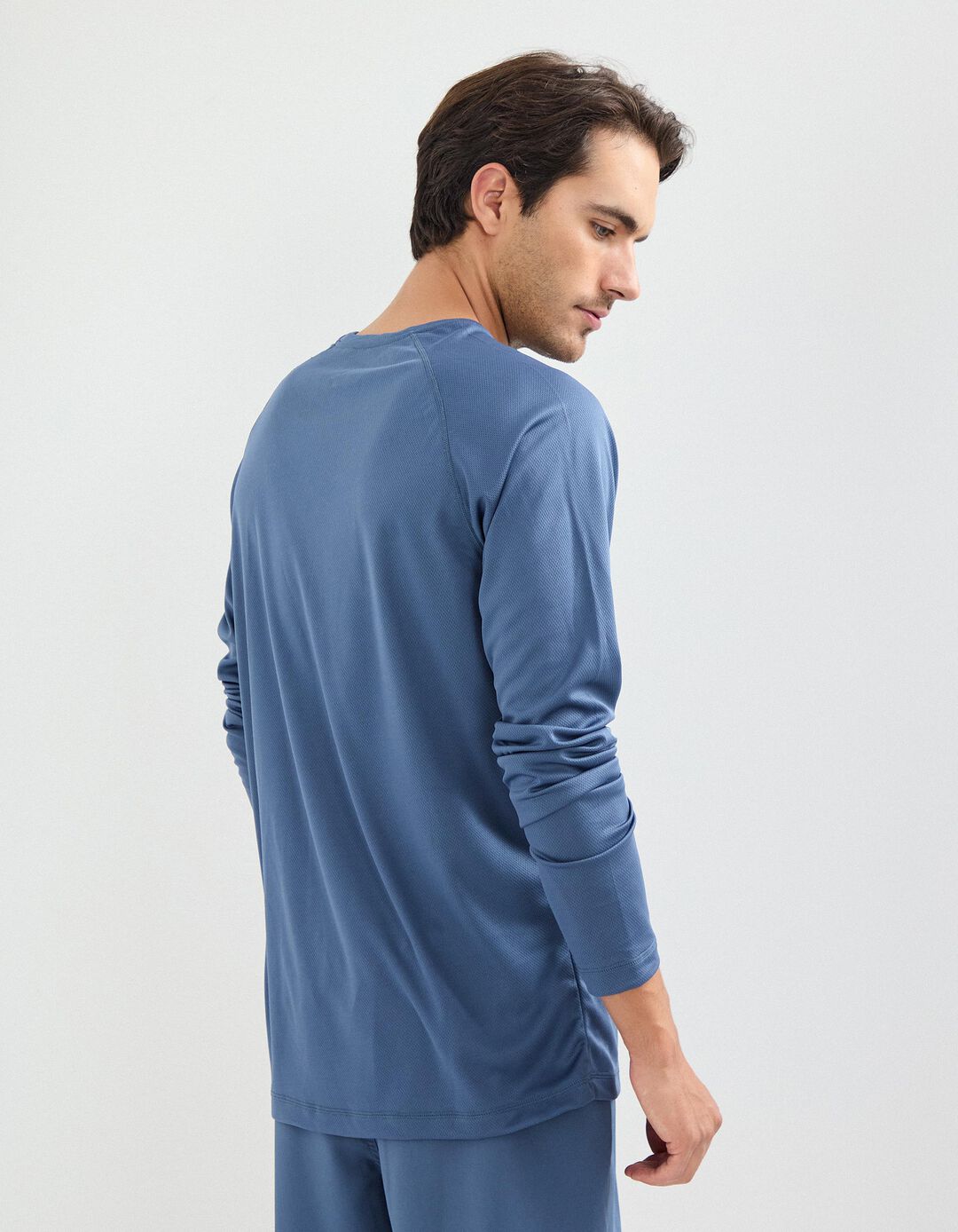T-shirt Manga Comprida de Desporto, Homem, Azul