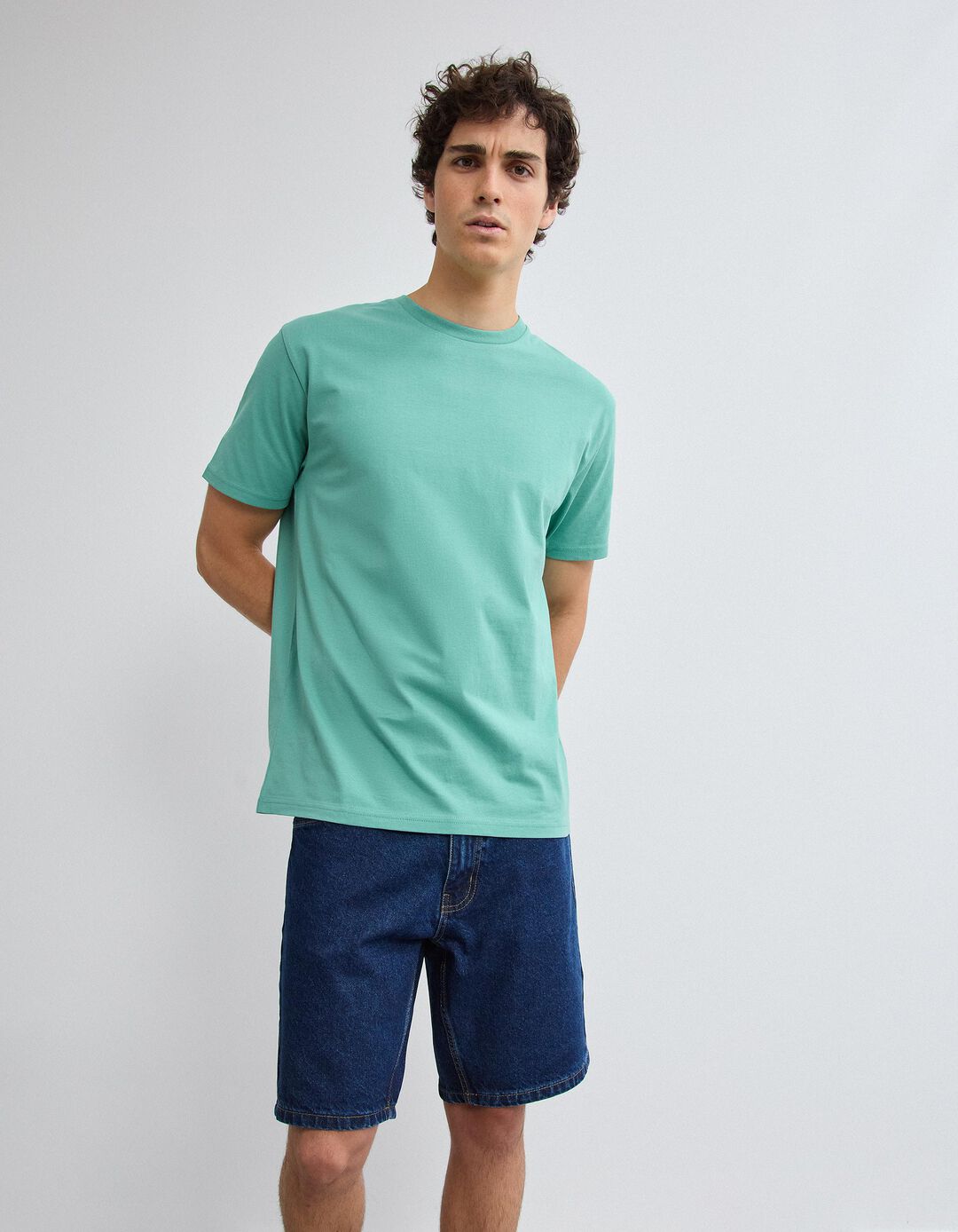T-shirt Manga Curta, Homem, Verde Claro