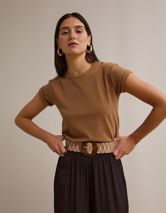 Comprar Online T-shirt Modal, Mulher, Castanho Claro