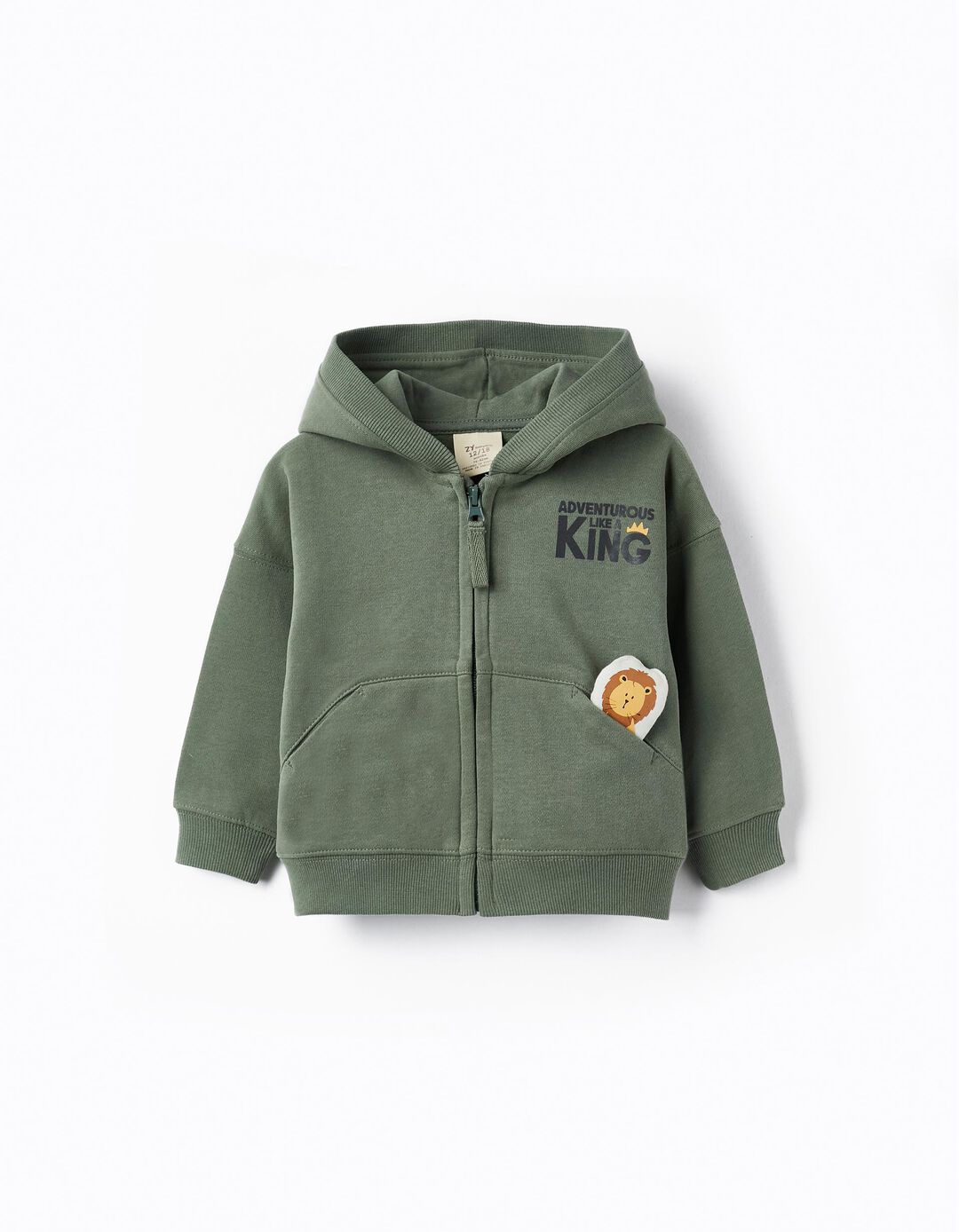 Hooded Jacket in Cotton with Toy for Baby Boys, Dark Green