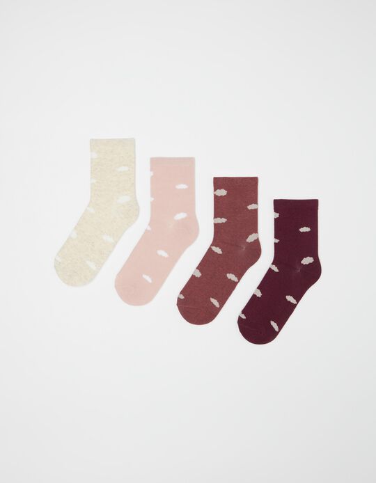 4 Pairs of Socks Pack, Women, Multicolour