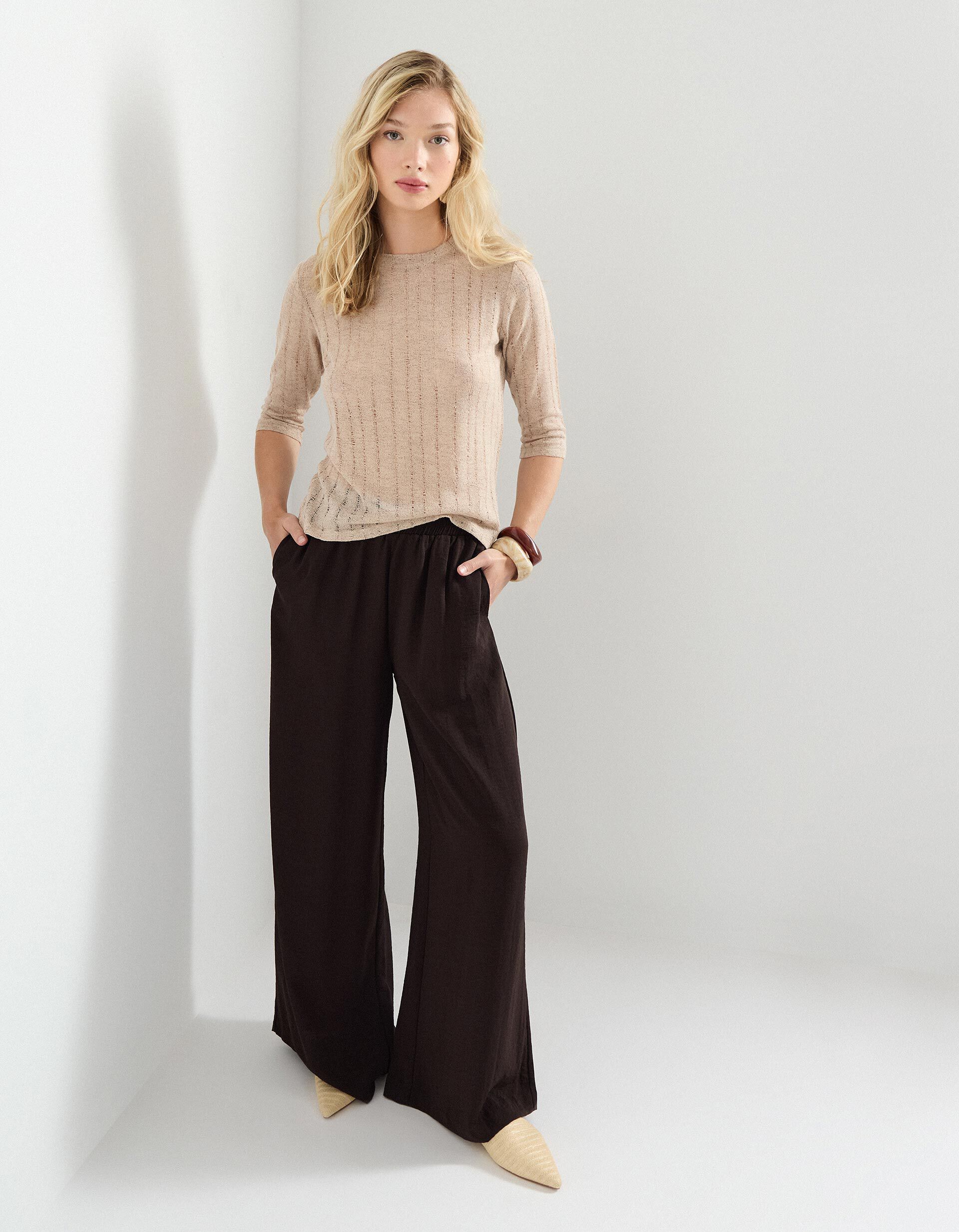 Comprar Online Cal&ccedil;as Palazzo, Mulher, Castanho Escuro