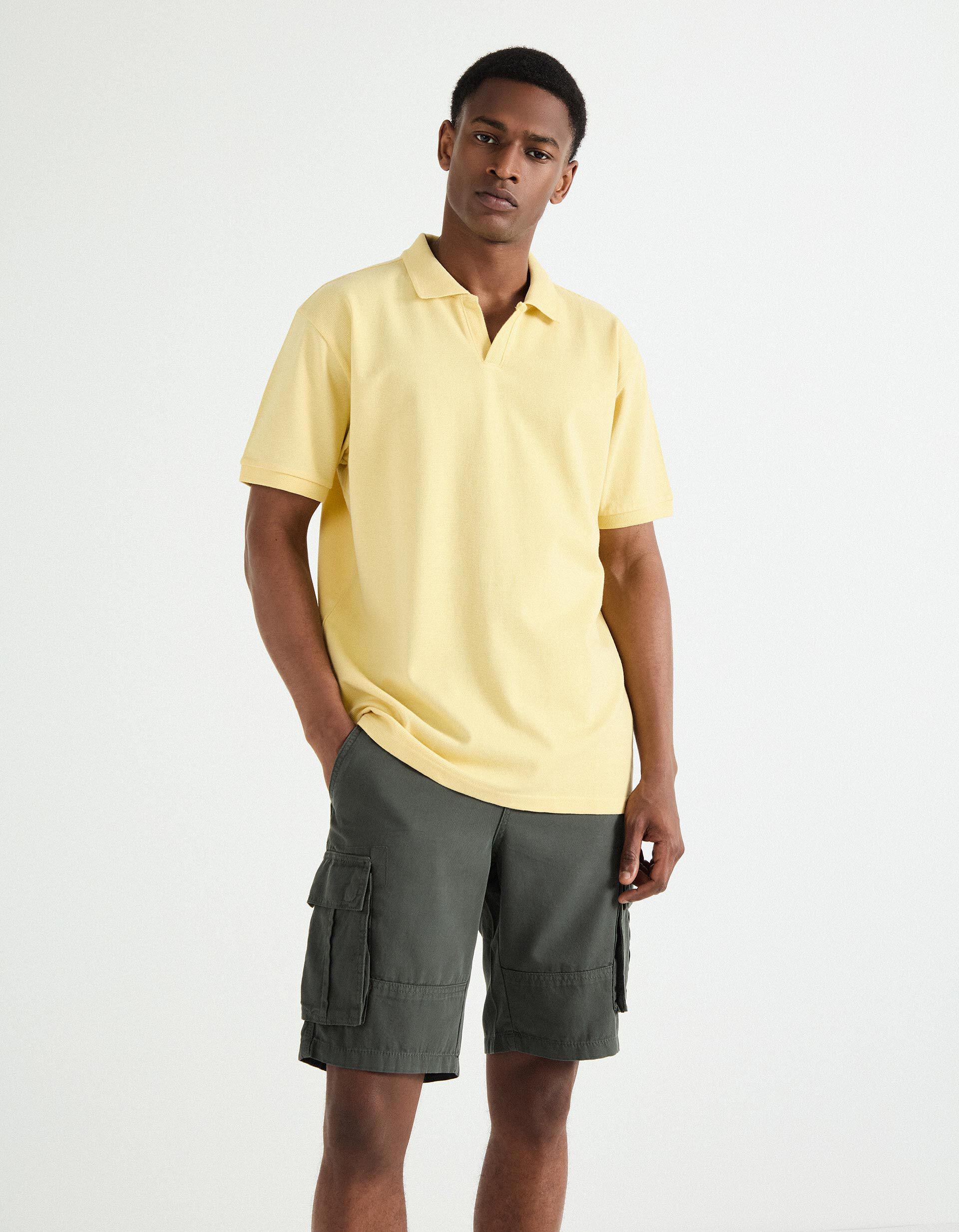 Comprar Online Polo Waffle, Homem, Amarelo Claro 
