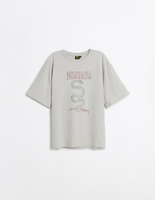 Comprar Online T-shirt Estampada, Mulher, Cinzento Claro