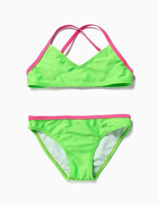 Biqu&iacute;ni para Menina Bicolor, Verde e Rosa