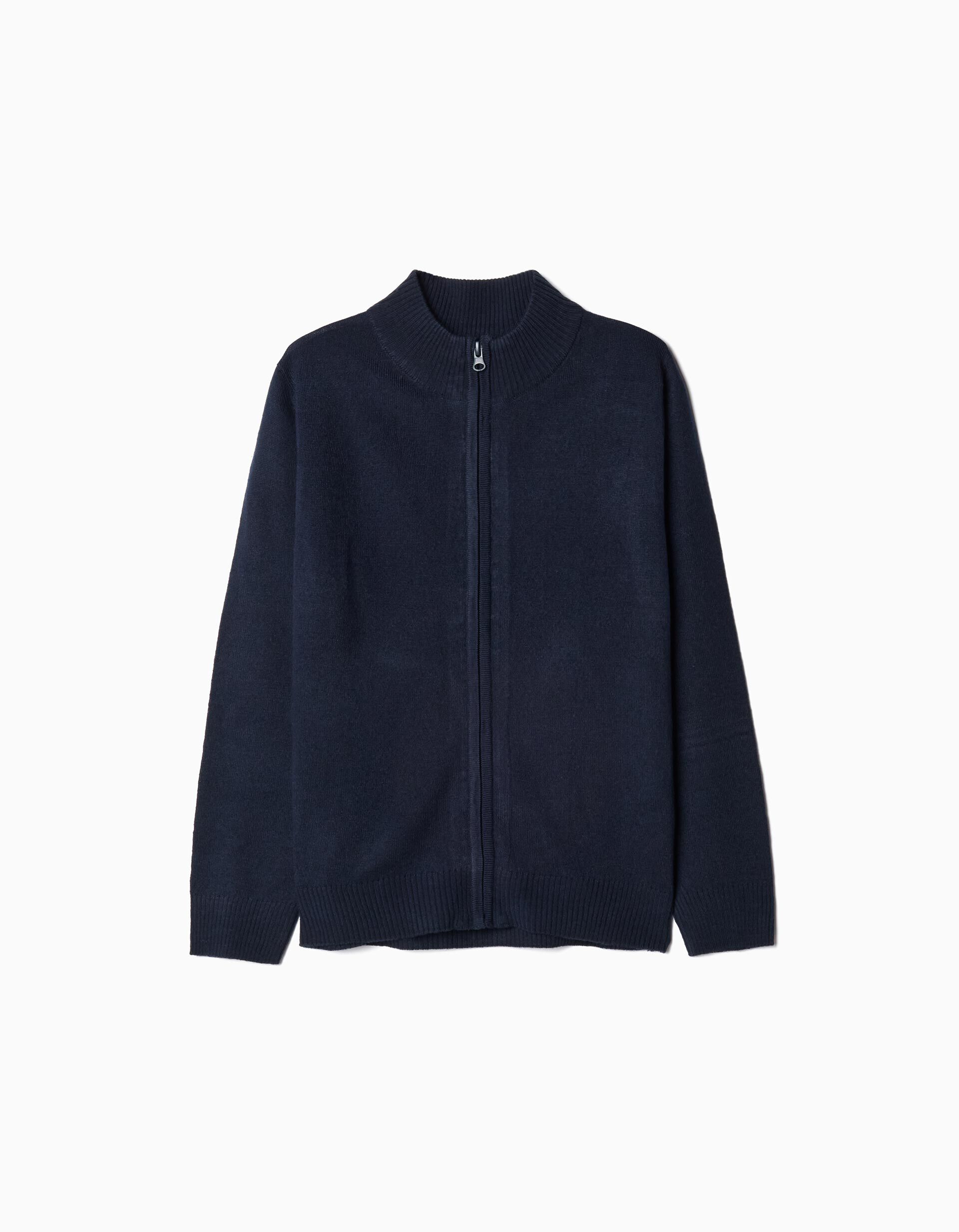 Comprar Online Casaco de Malha Fecho de Correr, Menino, Azul Escuro