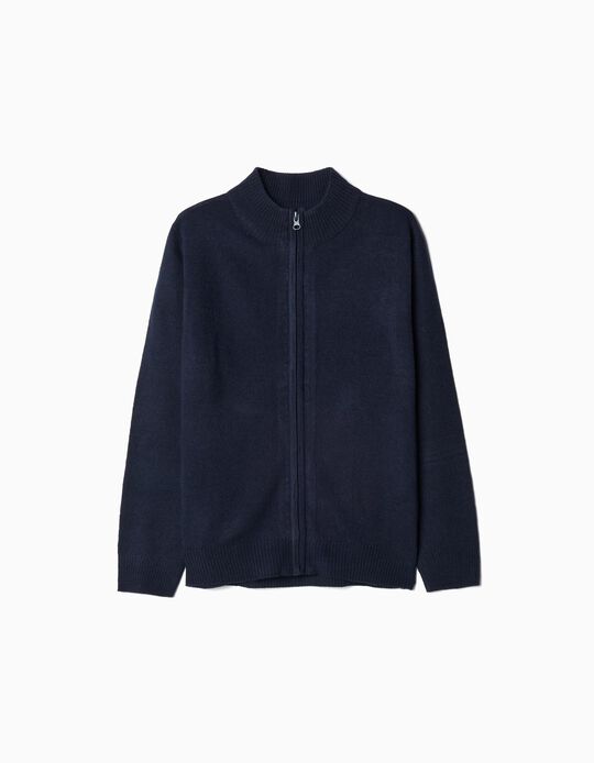 Comprar Online Casaco de Malha Fecho de Correr, Menino, Azul Escuro