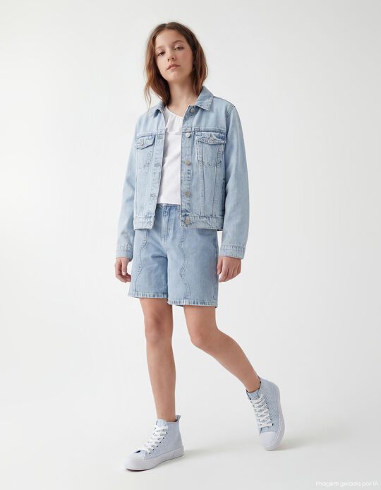 Comprar Online Casaco de Ganga, Menina, Azul Claro