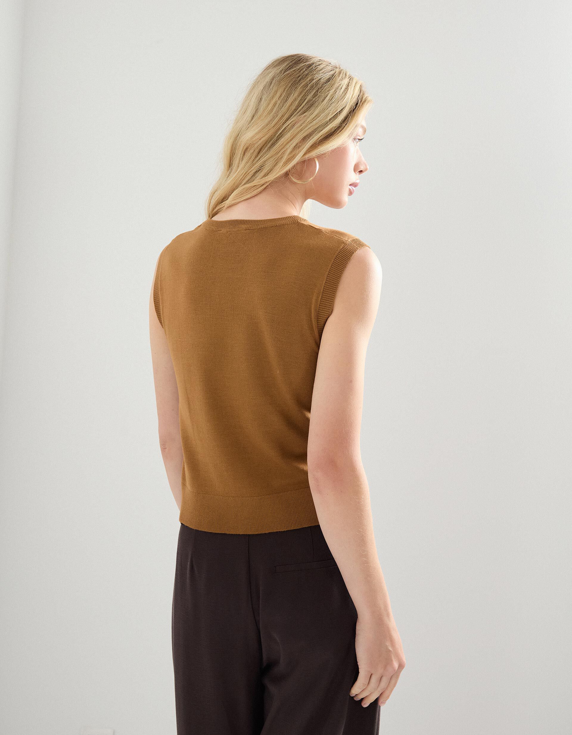 Comprar Online Colete de Malha, Mulher, Castanho Claro