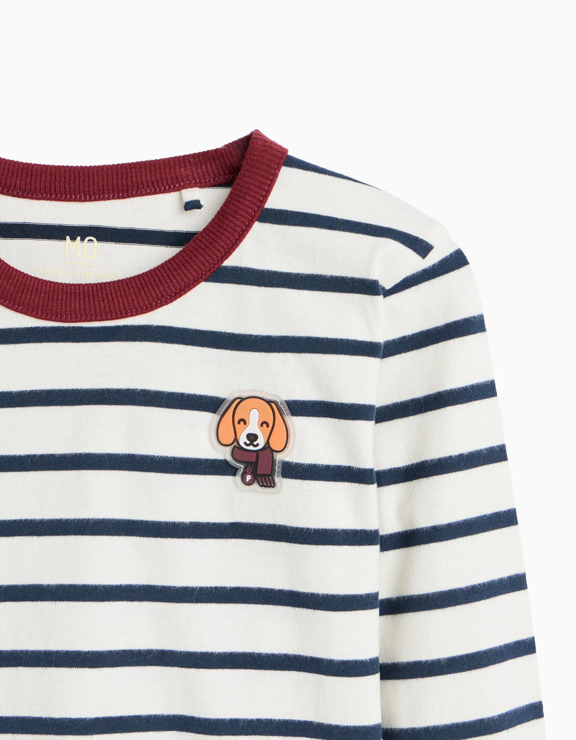 Comprar Online T-shirt De Manga Comprida &Agrave;s Riscas, Menino, Azul Escuro