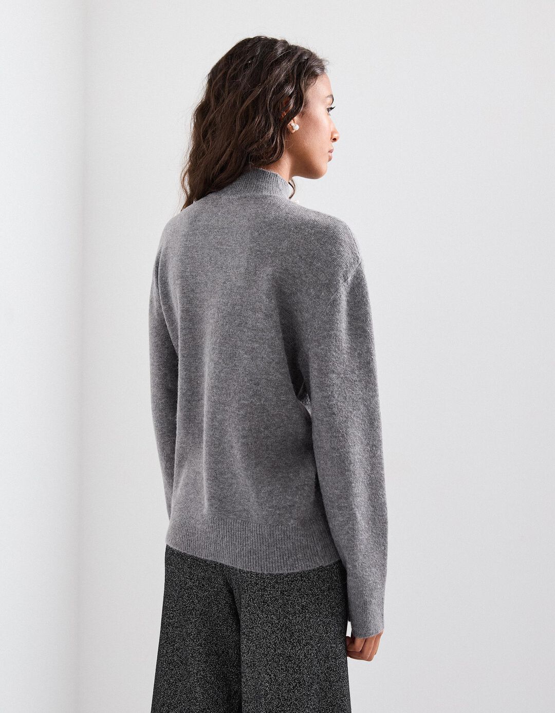 Camisola de Malha, Mulher, Cinzento