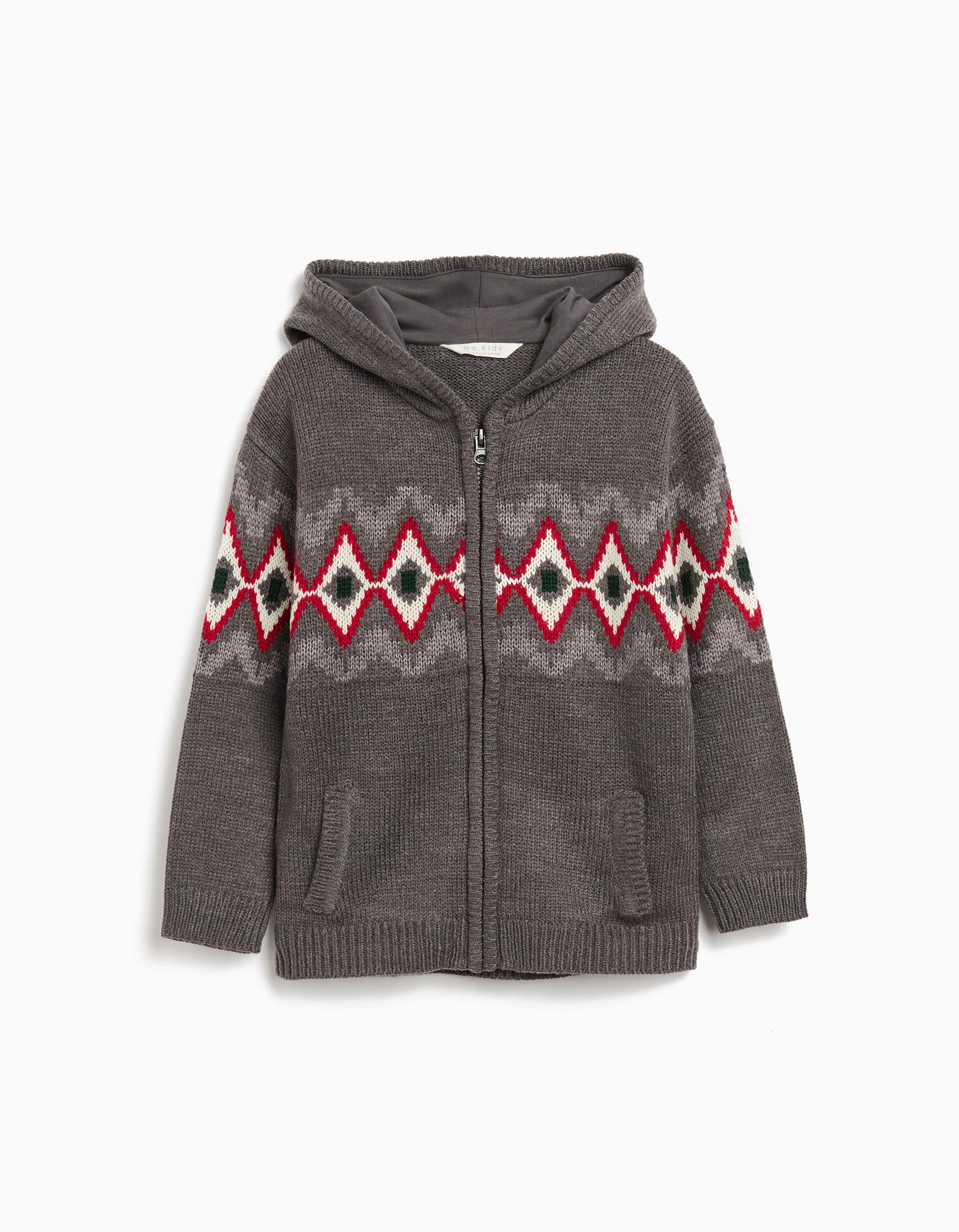 Comprar Online Casaco de Malha com Capuz, Menino, Cinzento Escuro