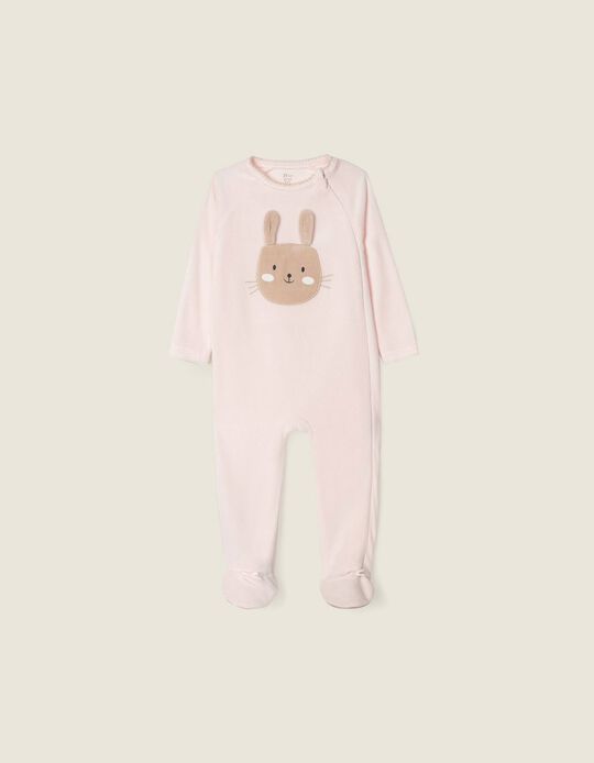 Velour sleepsuit for Baby Girls 'Bunny', Pink