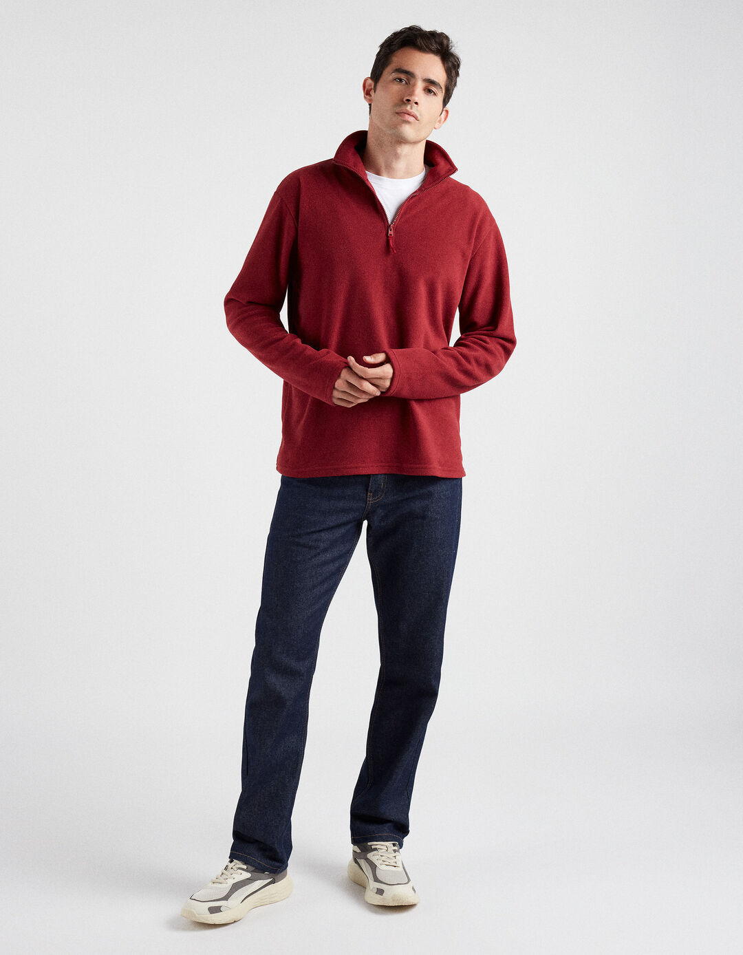 Polar Sweatshirt with Zip, Men, Dark Red