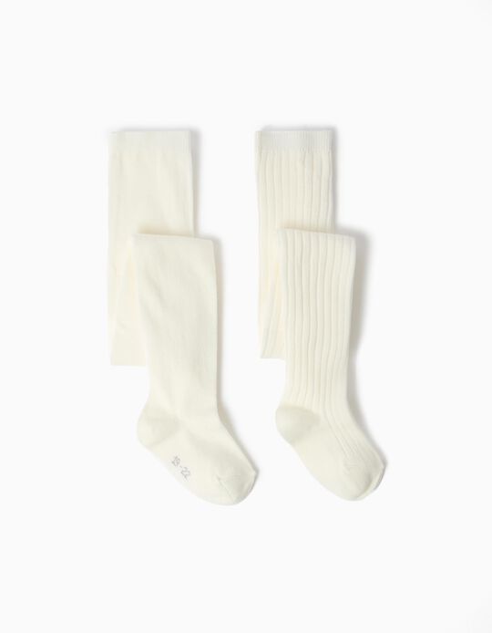 Comprar Online Pack 2 Pares De Collants, Menina, Bege Claro