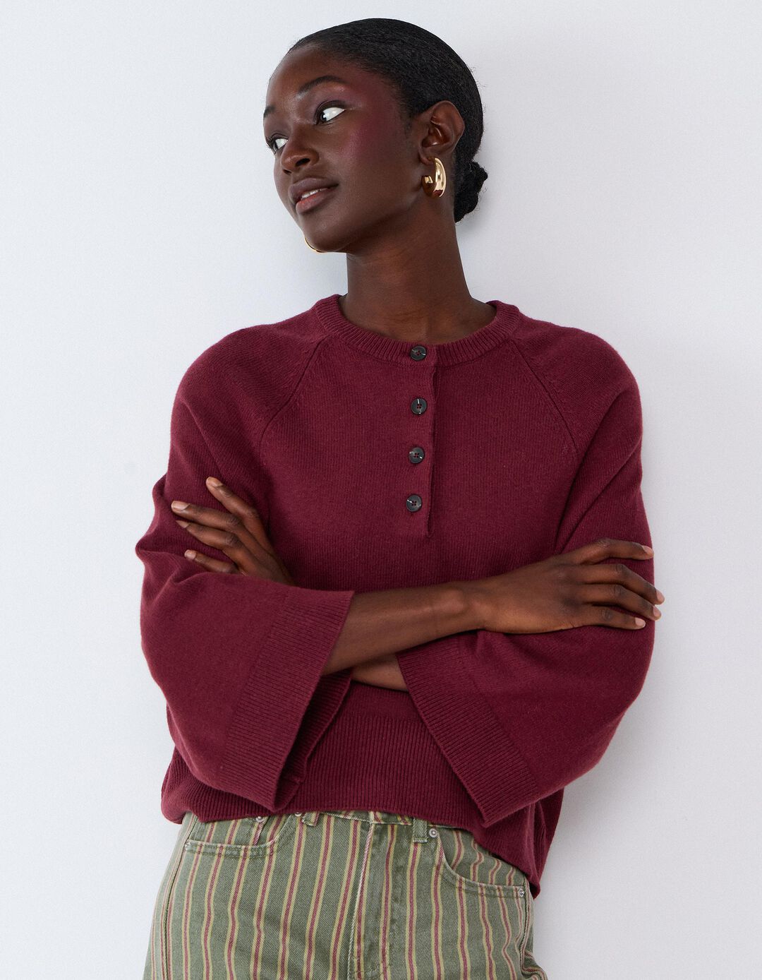 Camisola De Malha, Mulher, Vermelho Escuro 