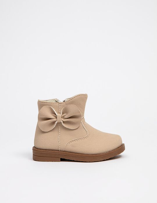 Boots with Bow, Baby Girls, Beige