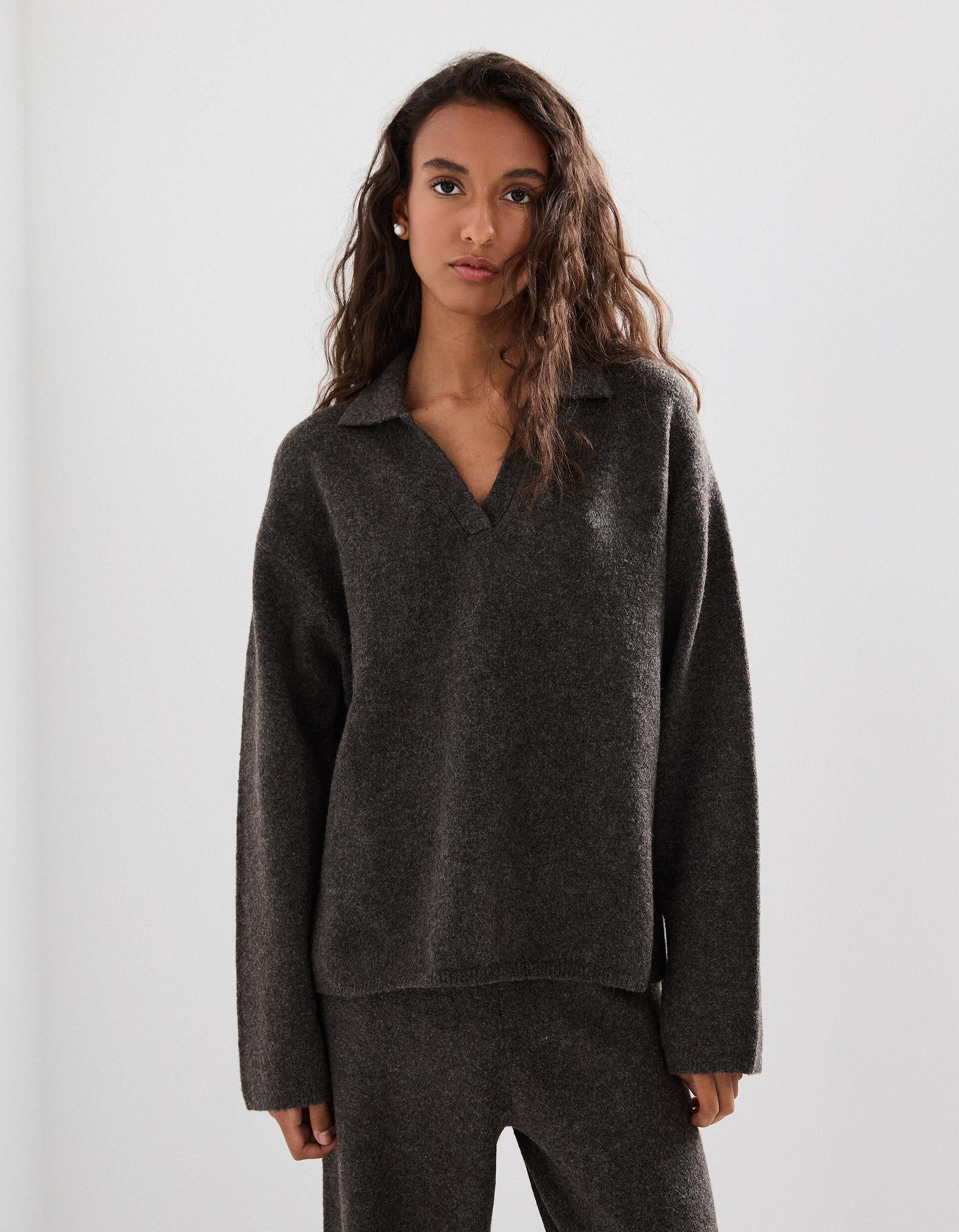 Comprar Online Camisola com L&atilde;, Mulher, Castanho Escuro