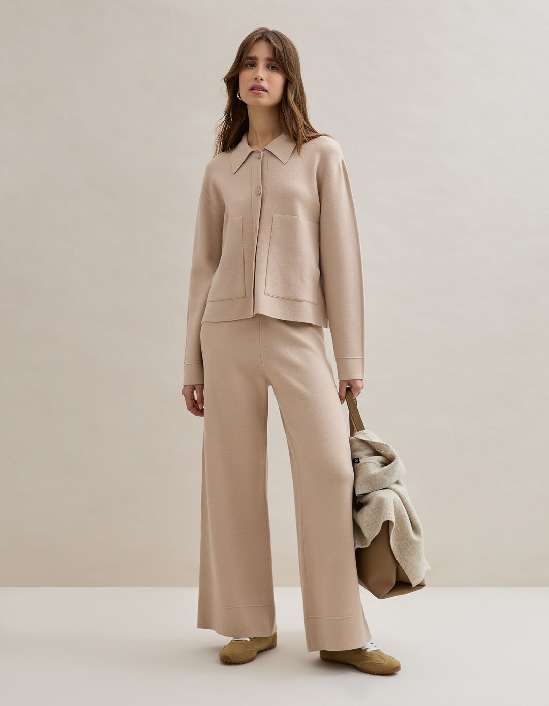 Calças de Malha, Mulher, Bege Claro