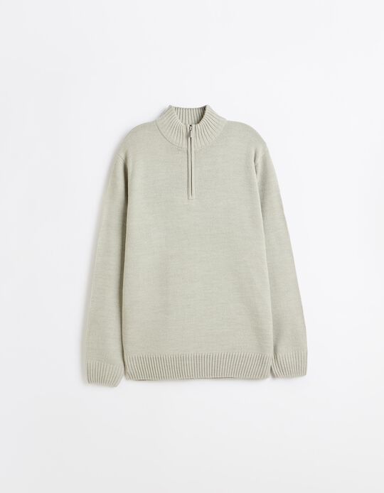 Comprar Online Sweater De Gola Alta, Homem, Cinzento Claro