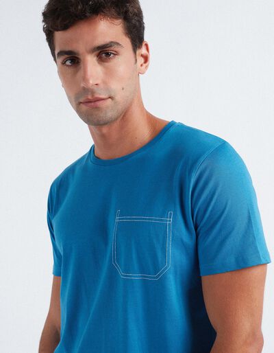 T-shirt de Pijama, Homem, Azul