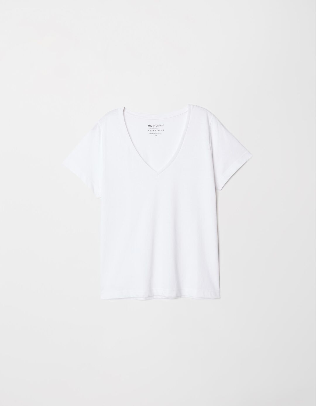 T-shirt Decote em V, Mulher, Branco