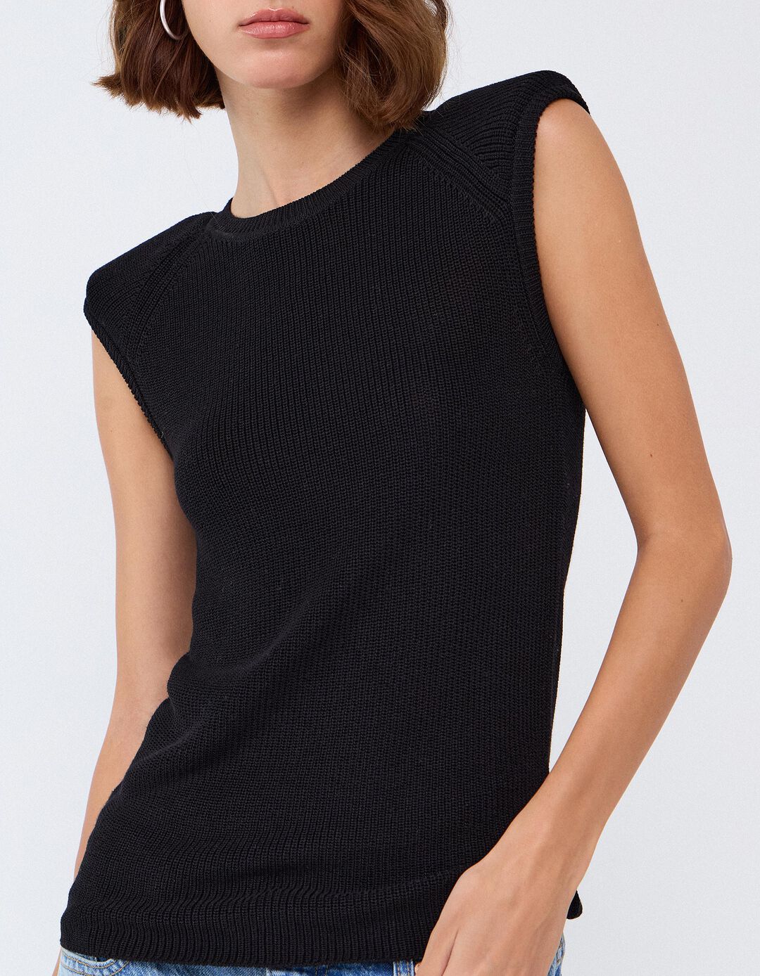 Sweater Sem Mangas, Mulher, Preto