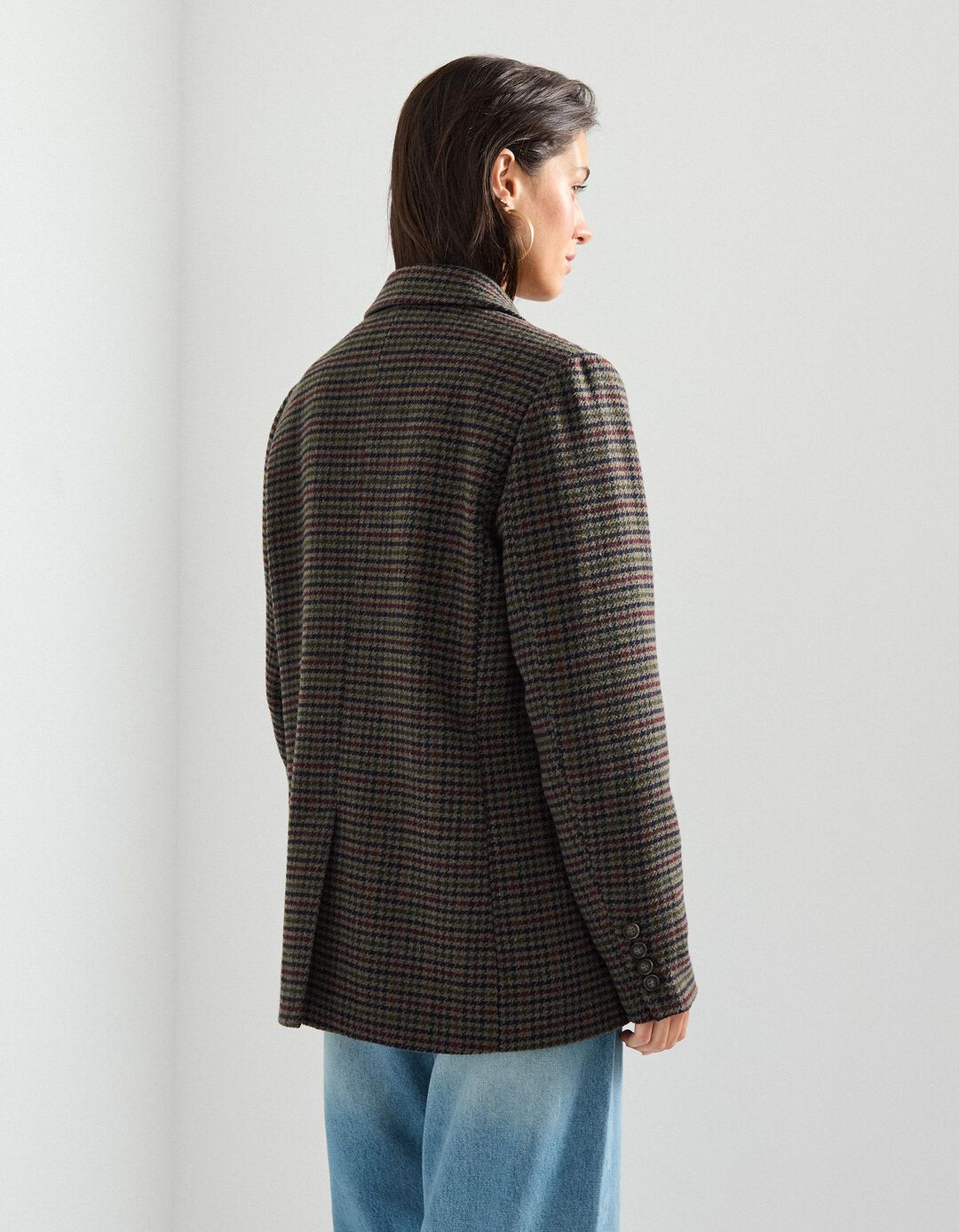 Blazer Xadrez, Mulher, Cinzento