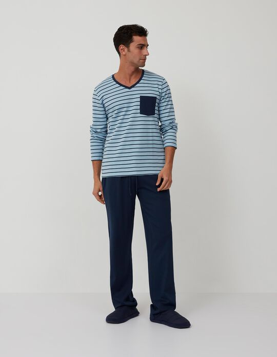 Striped Pyjamas for Men, Blue