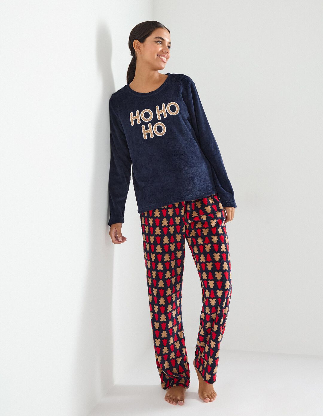 Pijama Polar de Natal, Mulher, Azul Escuro