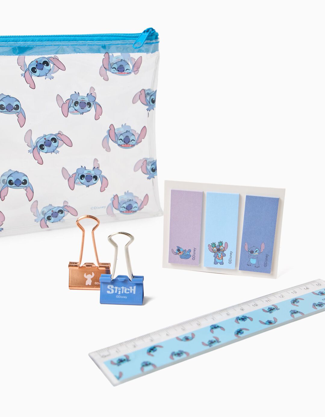 Conjunto de Papelaria 'Stitch' &copy;Disney, Menina, Azul 