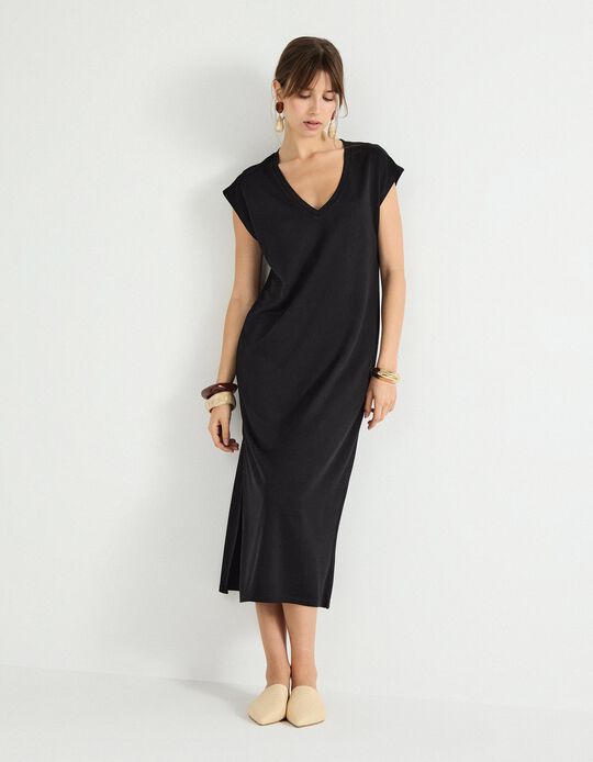 Comprar Online Vestido com Decote em V, Mulher, Preto