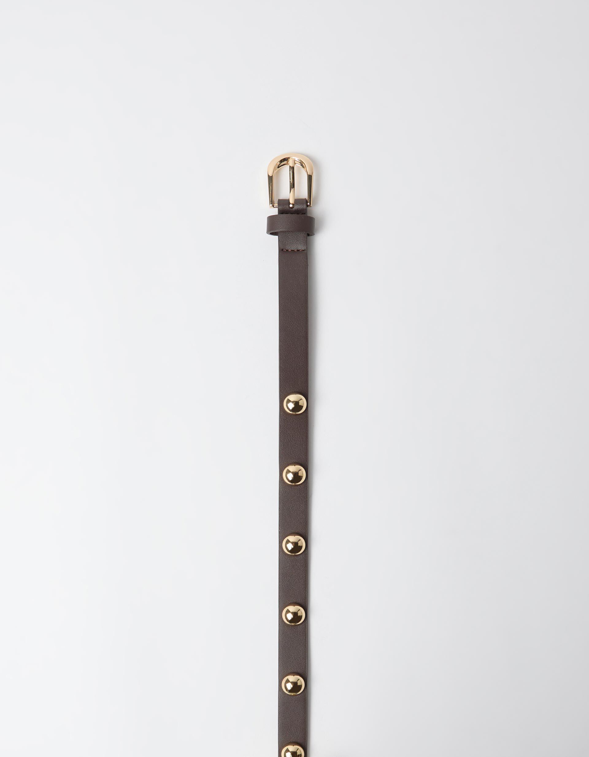 Comprar Online Cinto Fino Com Tachas, Mulher, Castanho