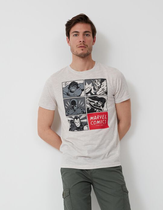 T-shirt 'Marvel', Homem, Bege