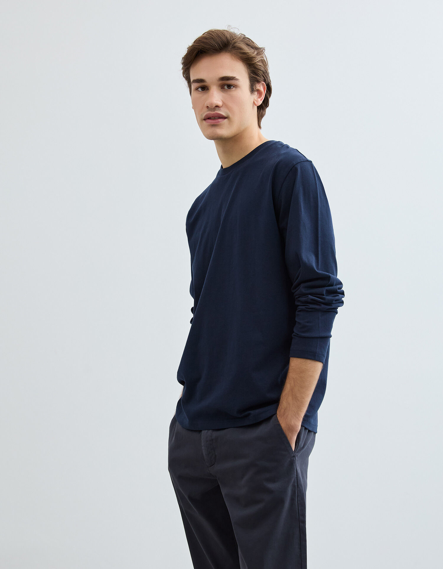 Comprar Online T-shirt de Manga Comprida, Homem, Azul Escuro