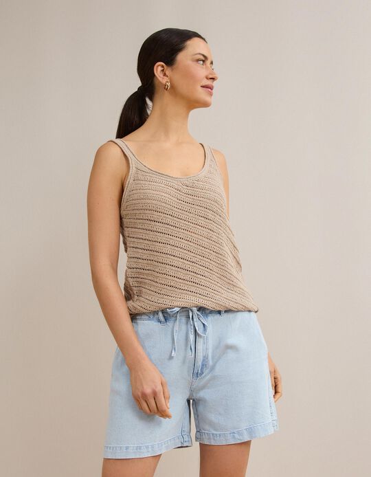 Comprar Online Top Tricotado, Mulher, Bege Claro
