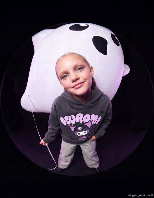Comprar Online Sweatshirt Com Capuz 'Kuromi', Menina, Cinzento Escuro