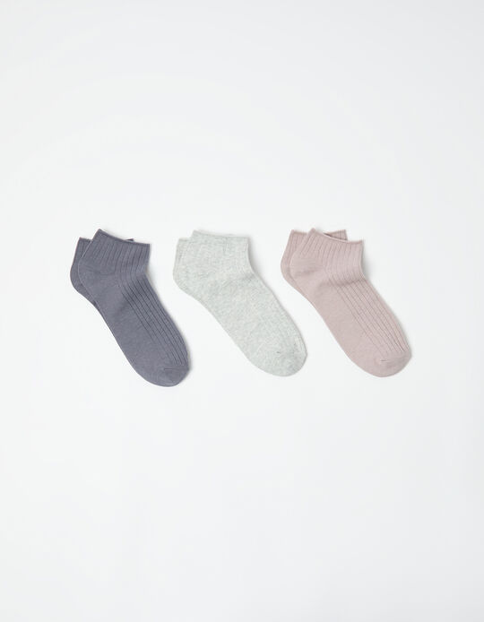 Comprar Online Pack 3 Pares de Meias Tornozelo, Mulher, Rosa